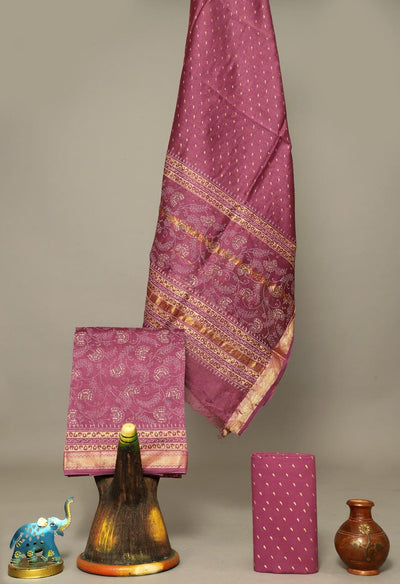 Suit material Maheshwari silk with azrak print 3 piece dress material code 3