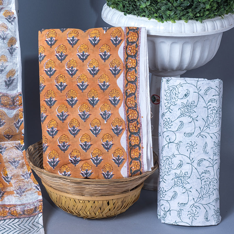 JaipurSaga's Buti Print Cotton Suit With Linen Zari Dupatta – Jaipur Saga
